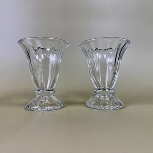 Vintage Libbey Footed Dessert Glasses | Set of 2 | Flared Sundae Cups
